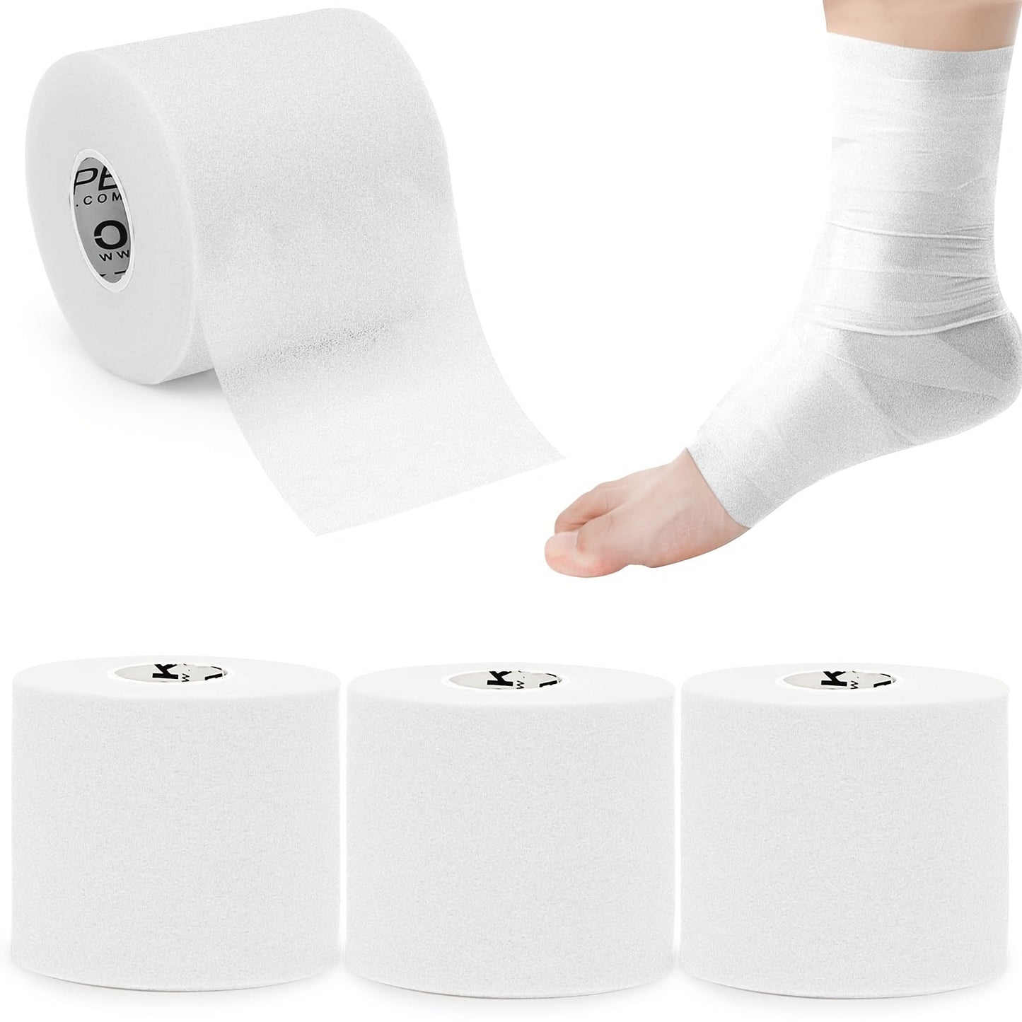 Pre Wrap Tape 4-Rolls Athletic Foam Underwrap for Sports - Protect Ankles Wrists Hands Knees, 2.75 Inch x 30 Yards Each Roll, OK TAPE Sports Underwrap