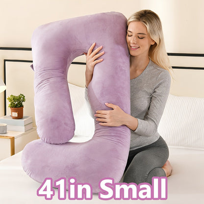 J-Shaped Maternity Pillow Full Body Pregnancy Pillow with Pillowcase – Back, Leg & Tummy Support for Comfortable Sleep, 41" & 60" Sizes, Multiple Colors & Fabrics, Great Baby Shower Gift