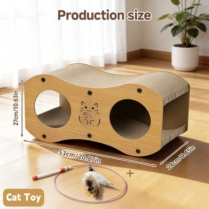 Walnut Cat Scratching Post with Integrated Cat Bed – 4-Season Woven Scratch Pad, Indoor Cat Scratcher for Lounging & Play, All Breeds