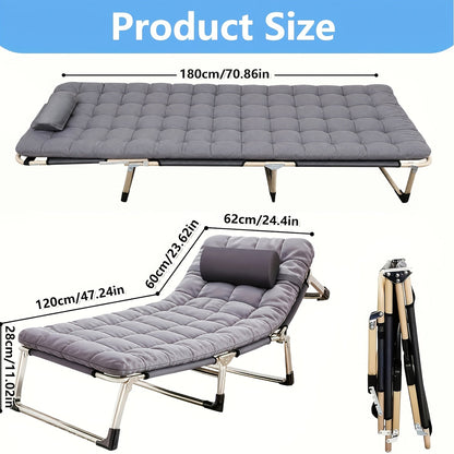 Heavy Duty Folding Camping Bed with Flip-Up Mattress Included 450-600 lbs 70-75 Inch Portable Guest Bed for Adults Teenagers Travel Garden Balcony Outdoor