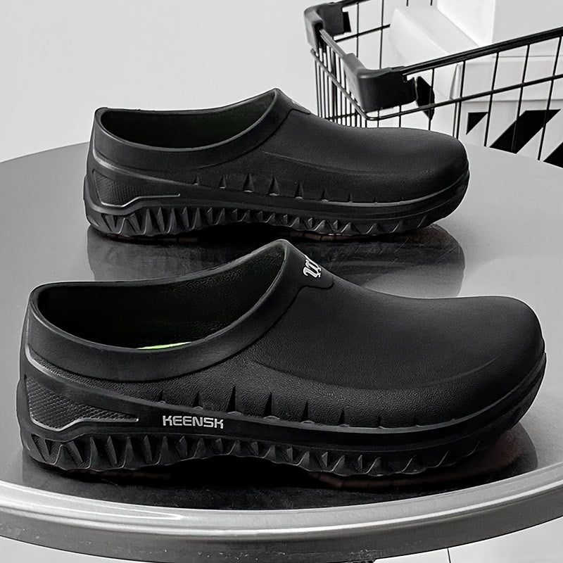Men's Non-Slip Chef Shoes - Slip-Resistant Kitchen Work Shoes with Reinforced EVA Sole, Textured Grip and Heel Support for All-Day Comfort, Low-Top Sneakers for Professional Chefs and Commercial Kitchens, Black