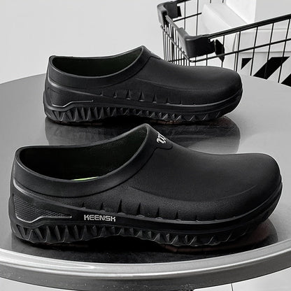 Men's Non-Slip Chef Shoes - Slip-Resistant Kitchen Work Shoes with Reinforced EVA Sole, Textured Grip and Heel Support for All-Day Comfort, Low-Top Sneakers for Professional Chefs and Commercial Kitchens, Black