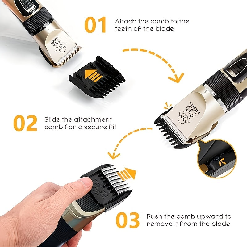 USB Rechargeable Wireless Pet Hair Trimmer for Dogs and Cats - Cordless Grooming Scissors with Lithium Battery 36V Low Voltage Safe, Professional Home and Salon Use Pet Clipper