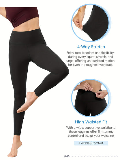 Women's High-Waist Yoga Pants with Tummy Control – Stretchy Breathable Leggings for Fitness Cycling Yoga & Outdoor Sports, Sizes S-XXL