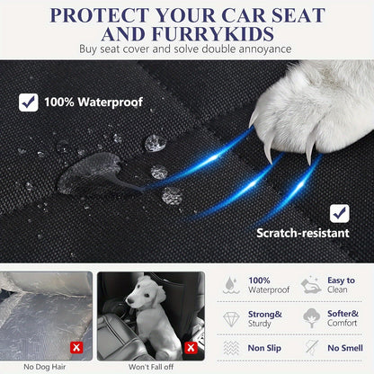 Dog Car Seat Cover Pet Hammock 600D – Waterproof Scratch-Proof Rear Seat Protector with 4 Side Pockets & Non-Slip Backing, Fits Cars, Trucks & SUVs, Universal Fit for All Dog Breeds