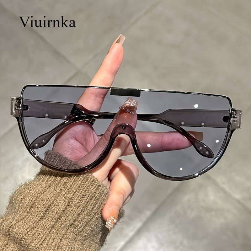 Oversized Semi-Circular Sunglasses for Men & Women – UV Protection, Glare-Resistant Lenses, 5 Colors – Trendy Unisex Shades for Travel, Beach & Daily Wear