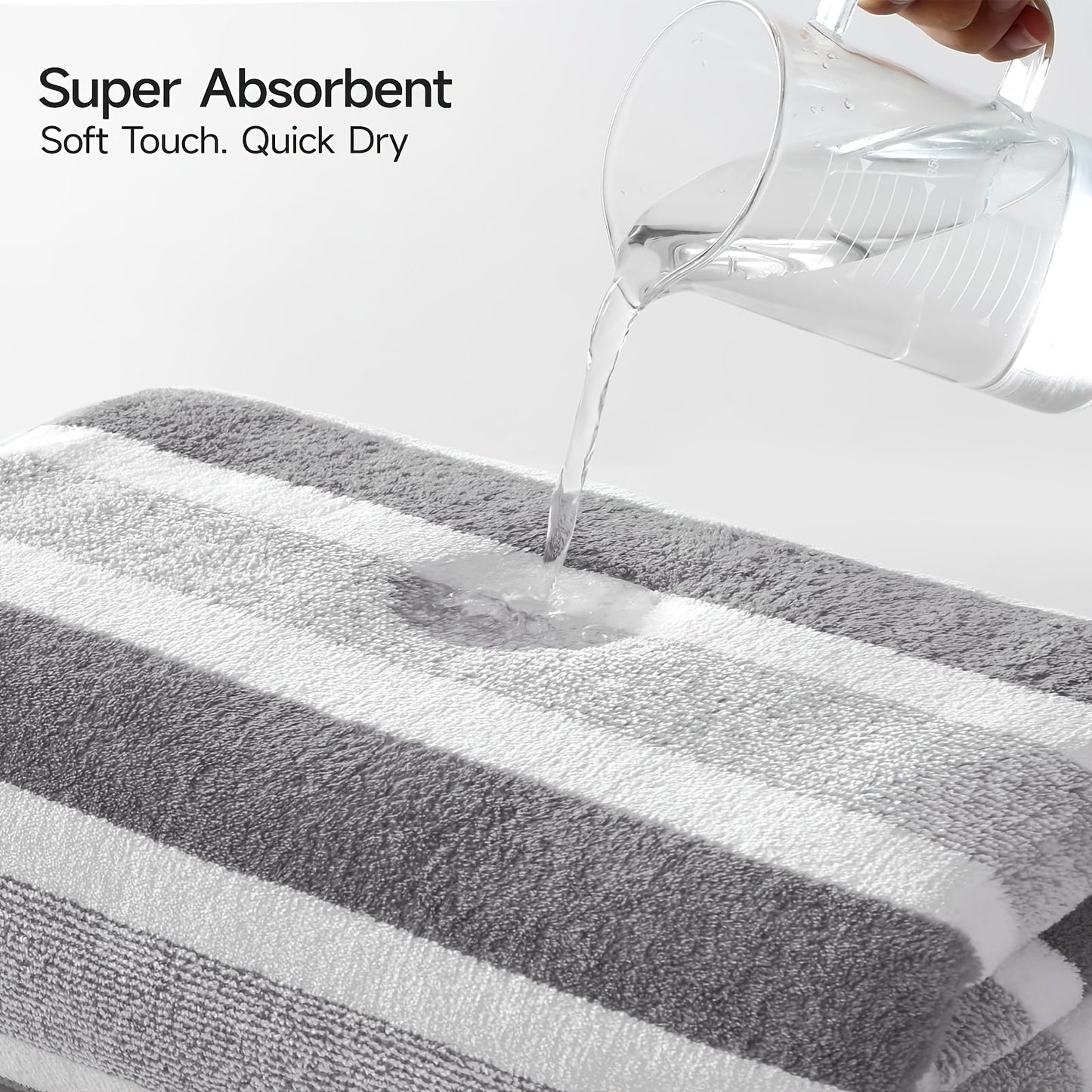 Striped Bath Towel Set Absorbent Quick-Dry Super Soft Skin-Friendly 27.6x55.1 Inch for Home Bathroom Beach – Available in 1 or 4 Pack Multiple Colors