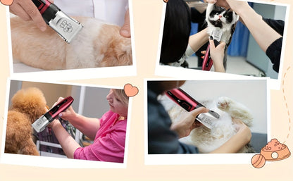 USB Rechargeable Pet Grooming Clippers Kit for Dogs & Cats – Ceramic Blades, Low Noise, Cordless Electric Clipper Set with Brush & Comb