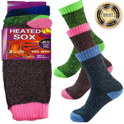 6 Pairs Women's Thermal Winter Socks – Fleece-Lined Warm Boot Socks for Cold Weather, Heavy Duty Cushioned Crew Socks for Hiking Camping Skiing Running, Size 9-11, Multicolor Value Pack