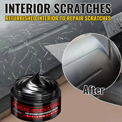 Car Plastic Restorer & Interior Trim Polish – Black Trim Refurbishment Wax, Scratch Repair, Aging Prevention, Tire Shine Paste & Leather Seat Care Cream for All Car Interiors & Exteriors | Velora
