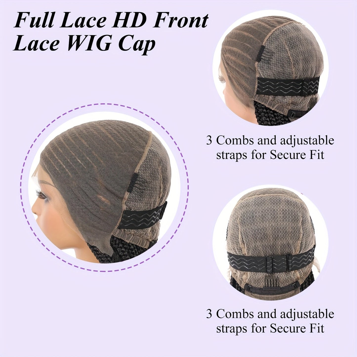 Box Braid HD Lace Front Wig for Black Women 36 Inch – Synthetic Full Lace Frontal, Natural Hairline, Everyday & Party Wear, Black