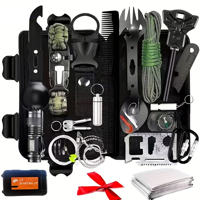 Survival Kit for Men 12 to 115 Piece Emergency Gear Set Flint Fire Starter Multi-Tool – Camping Hiking Hunting Fishing Outdoor Gift for Dad Husband Boyfriend