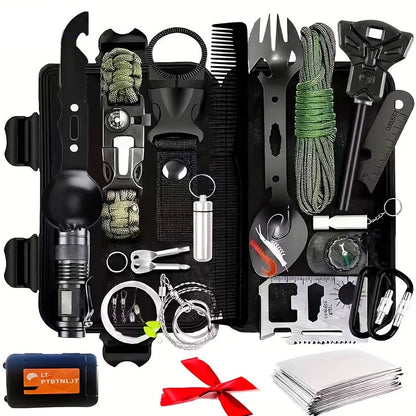 Survival Kit for Men 12 to 115 Piece Emergency Gear Set Flint Fire Starter Multi-Tool – Camping Hiking Hunting Fishing Outdoor Gift for Dad Husband Boyfriend