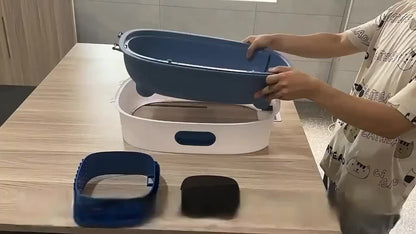 Covered Cat Litter Box – Spacious Fully Enclosed Design with Scoop, Spill Prevention & Odor Control, Easy to Clean & Store, Ideal for All Cats