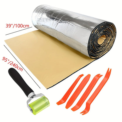 Car Sound Deadener & Heat Shield Mat 22/26 Sqft – Self-Adhesive Aluminum Foil Noise Reduction Insulation, Easy Cut & Install for Floor Door Trunk, Free Installation Tools Included