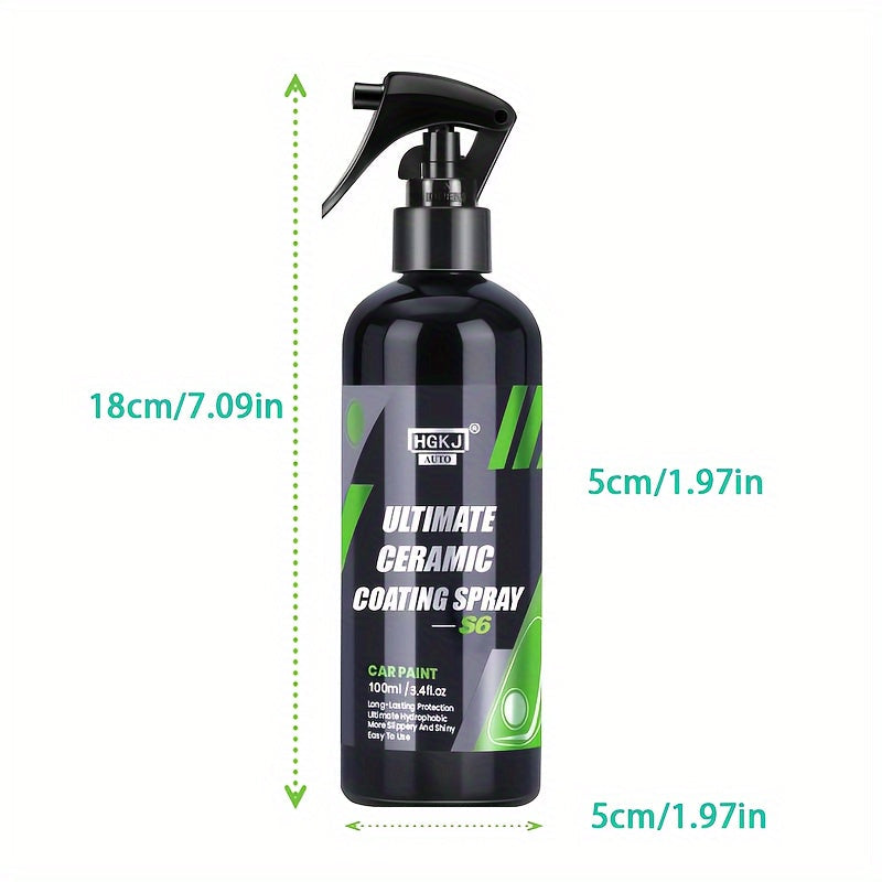 Ceramic Car Coating Spray – High-Gloss Paint Protection & Coating Renewal Agent, Fast-Acting Multi-Functional Ceramic Shield Spray for Car, Truck & SUV Paint, Glass & Trim