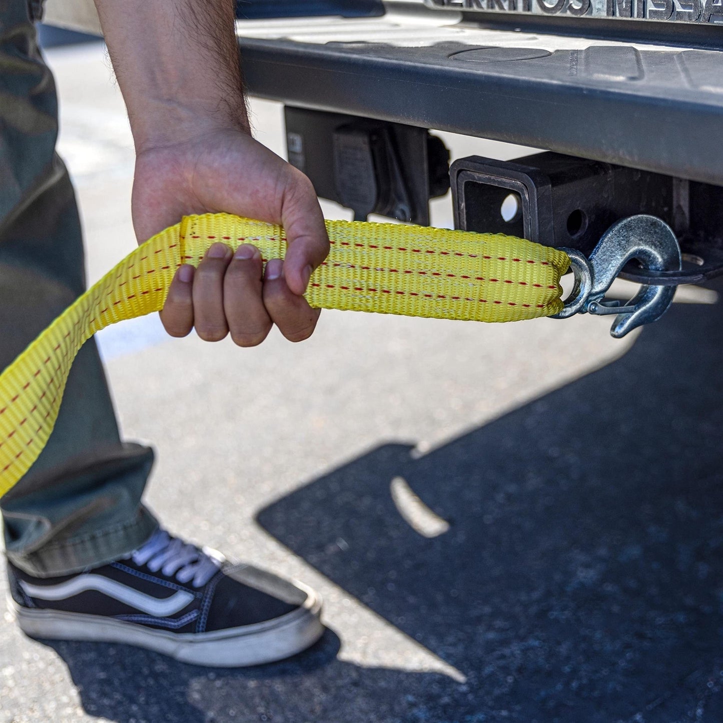 Heavy Duty Recovery Tow Strap 11000 LBS 4M/13FT – Forged Steel Hook Trailer Winch Strap for Off-Road Vehicle Rescue, Emergency Towing for SUV Truck Pickup 4x4, Essential Off-Road Recovery Kit