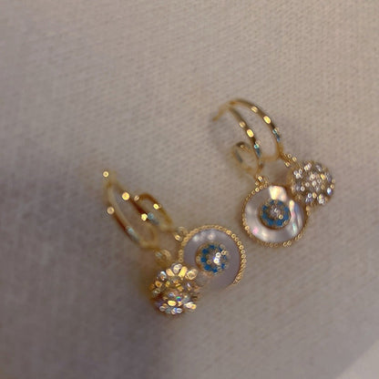 Vintage Bohemian Drop Earrings for Women - 18K Gold Plated Cubic Zirconia Dangle Earrings with 925 Sterling Silver Hooks, Elegant Boho Everyday Fashion Jewelry, Perfect Gift for Her