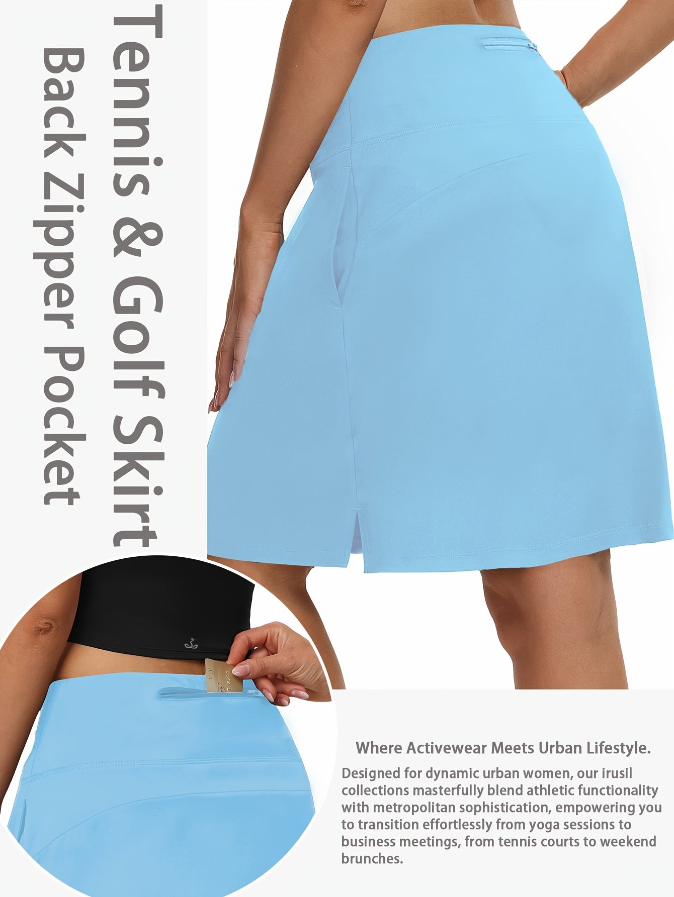 Women's 20-Inch Knee Length Skorts with 5 Pockets – High Waist Athletic Skirt with Built-In Shorts for Tennis, Golf & Pickleball, Long Activewear Skort, Sizes S-XXL, Multiple Colors