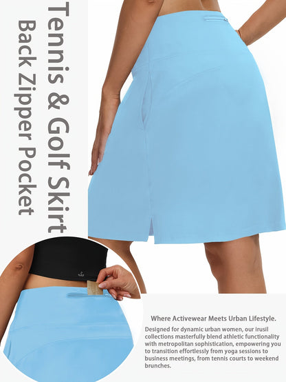 Women's 20-Inch Knee Length Skorts with 5 Pockets – High Waist Athletic Skirt with Built-In Shorts for Tennis, Golf & Pickleball, Long Activewear Skort, Sizes S-XXL, Multiple Colors
