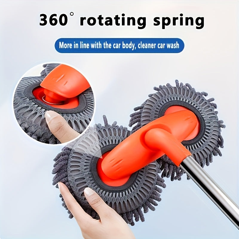 Adjustable Microfiber Car Cleaning Mop & Brush Set – Extendable Handle Wash Mop for Cars & Trucks, Soft Microfiber Brush for Scratch-Free Exterior Cleaning, Flawless Shine Every Time