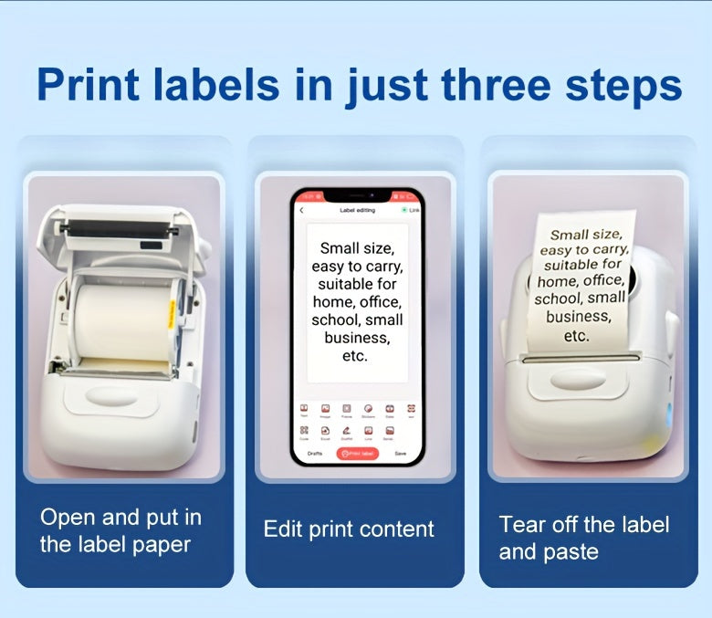 P50 Portable Bluetooth Thermal Label Printer – Wireless Mini Label Maker for Home, Office, Retail, Clothing, Jewelry & Food, Compatible with Android & iOS, Includes 40x30mm White Label Roll
