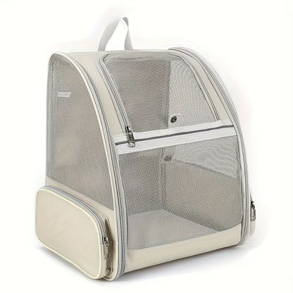 Foldable Ventilated Pet Carrier Backpack for Cats & Dogs – PVC Mesh Airflow, Chest Harness, Removable Mat, Fits Cats up to 18 lbs & Dogs up to 15 lbs, for Travel, Hiking, Flights & Car Rides