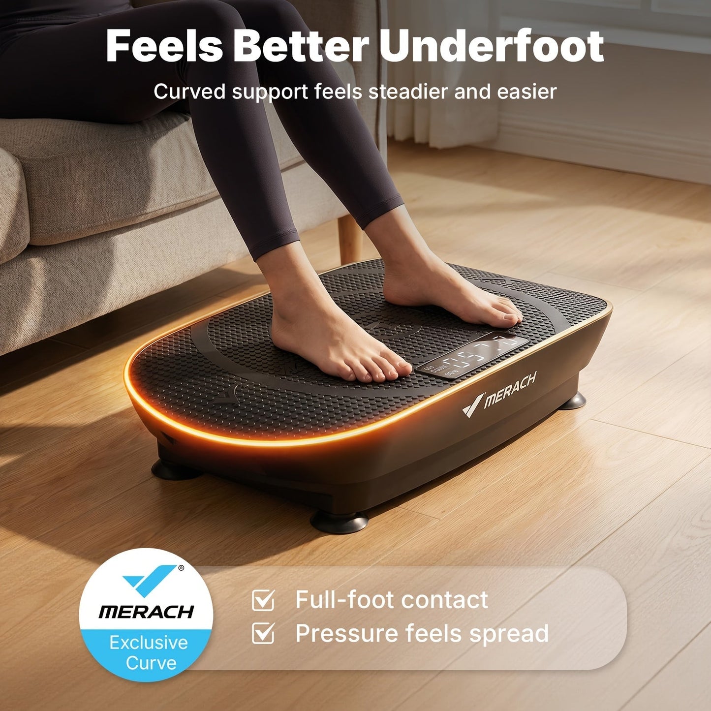 MERACH CV30 Pro Vibration Plate Exercise Machine Auto-Sensing Full Body Workout Platform with Bluetooth Speaker, Resistance Bands, 10 Speed Levels, LED Display, 330-440 lbs Capacity – Home Gym Fitness