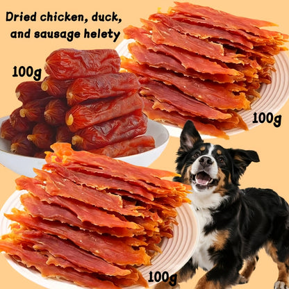 High Protein Dog Treats Chicken Duck Jerky Grain-Free Training Rewards Sausage Dental Health Low Fat Easily Digestible Medium Large Breeds Gift Box Multi-Flavor Sets