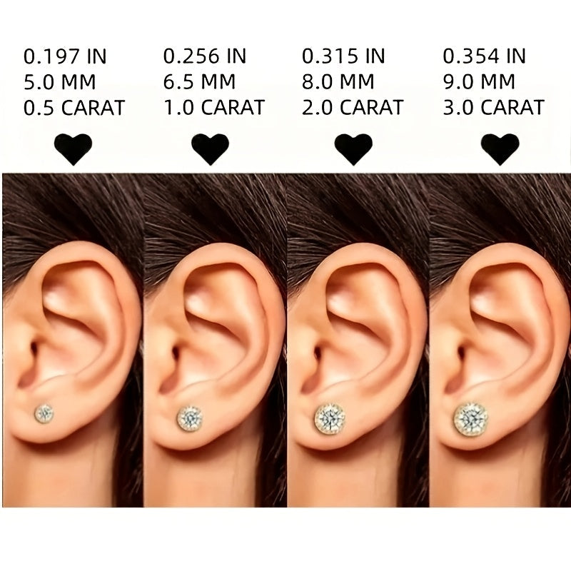 Moissanite Stud Earrings D Color VVS1 S925 Sterling Silver – Hand-Set, GRA Certified, 1CT-6CT, Velvet Pouch & Polishing Cloth Included, Jewelry Gift for Valentine’s Day, Birthday, Mother’s Day, Wedding