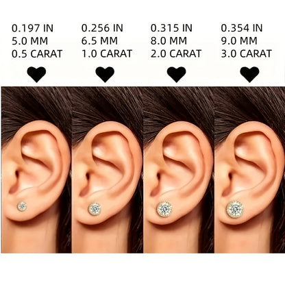 Moissanite Stud Earrings D Color VVS1 S925 Sterling Silver – Hand-Set, GRA Certified, 1CT-6CT, Velvet Pouch & Polishing Cloth Included, Jewelry Gift for Valentine’s Day, Birthday, Mother’s Day, Wedding