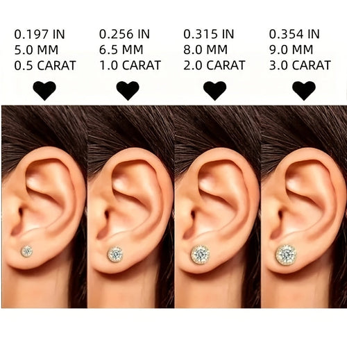Moissanite Stud Earrings D Color VVS1 S925 Sterling Silver – Hand-Set, GRA Certified, 1CT-6CT, Velvet Pouch & Polishing Cloth Included, Jewelry Gift for Valentine’s Day, Birthday, Mother’s Day, Wedding