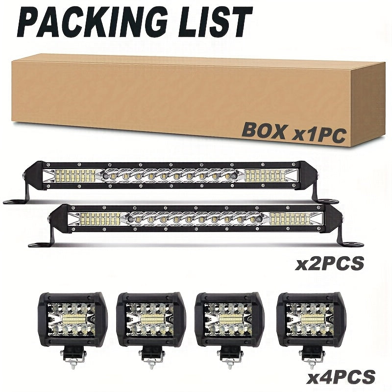LED Work Light Bar Kit for Off-Road Truck Jeep SUV UTV ATV Tractor – 22" & 10" Light Bar + 4" LED Pods, 2000-3000 Lumens, 12-24V, No Battery Required, Multiple Configurations