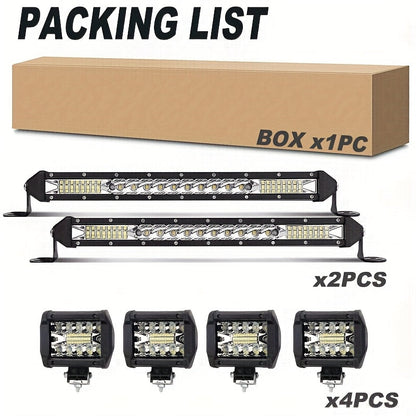 LED Work Light Bar Kit for Off-Road Truck Jeep SUV UTV ATV Tractor – 22" & 10" Light Bar + 4" LED Pods, 2000-3000 Lumens, 12-24V, No Battery Required, Multiple Configurations