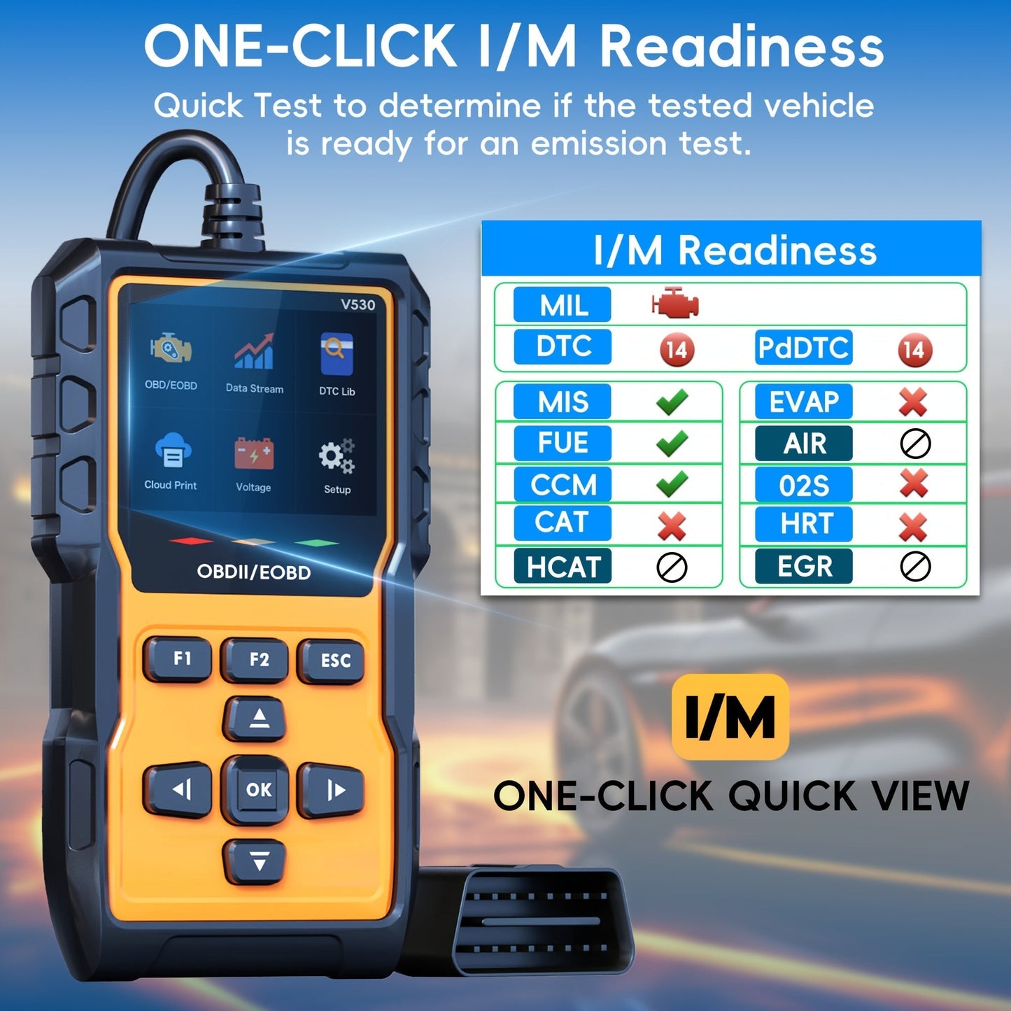 Professional OBD2 Scanner Diagnostic Tool Check Engine Code Reader with Reset Mode 6 Mode 8 I/M Readiness - Universal Car Diagnostic Scan Tool for All OBDII Vehicles Since 1996