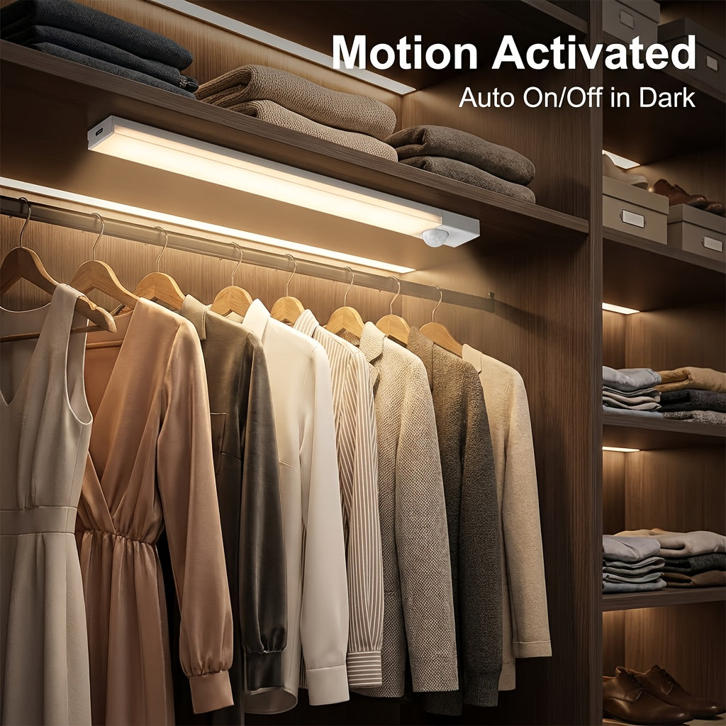 6pcs Smart LED Motion Sensor Cabinet Light – USB-C Rechargeable, 3 Adjustable Modes, Magnetic Mount, Wireless Night Light for Kitchen, Closet, Bedroom, Stairs, Hallway & Bathroom