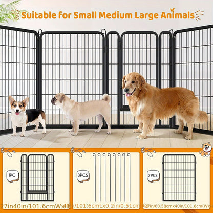 Portable Dog Playpen 8/16 Panels Heavy Duty Pet Exercise Pen for Large Medium Small Dogs Indoor Outdoor Use RV Camping Garden Yard Puppy Rabbit Animal Pen