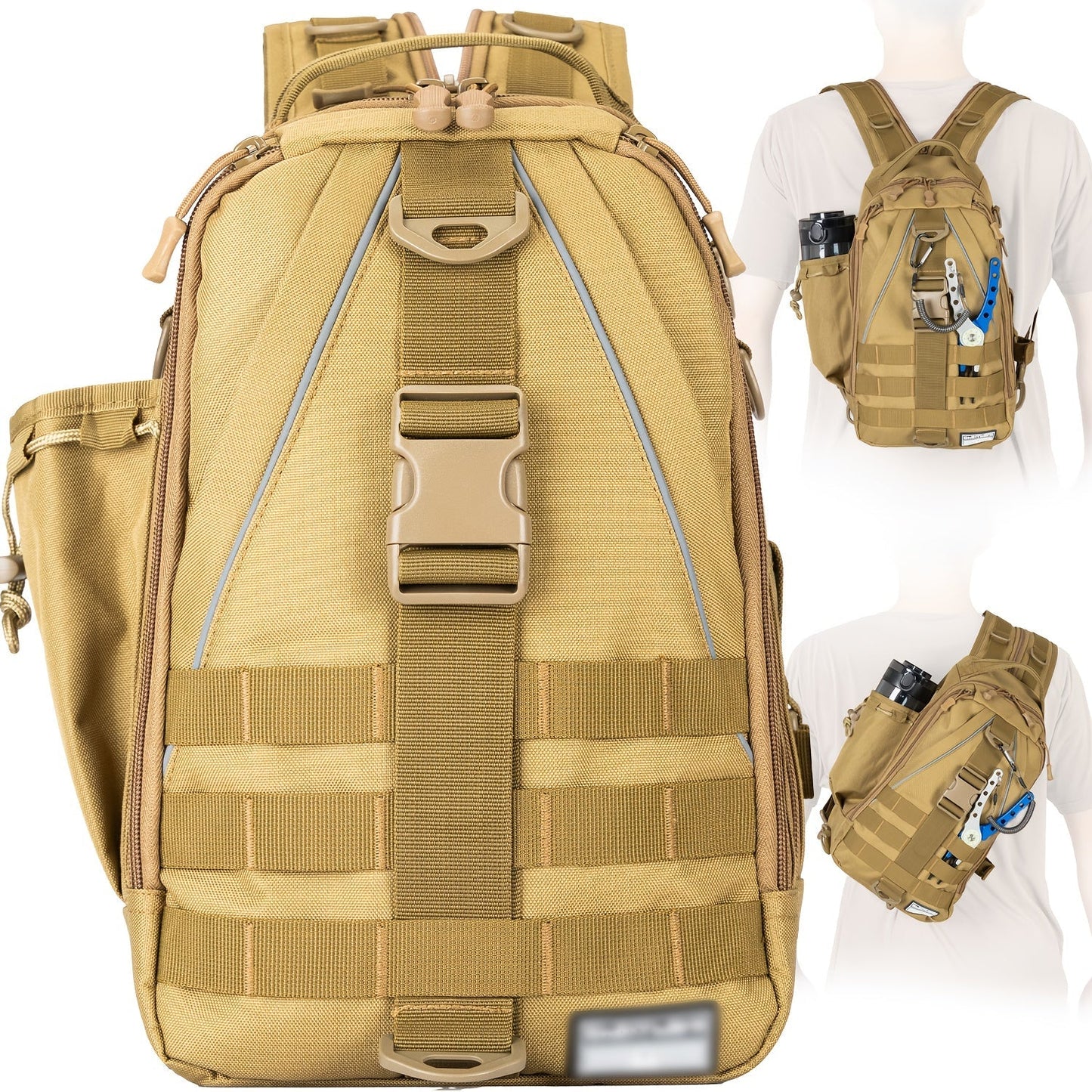Fishing Backpack Tackle Sling Bag with Rod Holder – Waterproof Hiking Daypack Fly Fishing Bag for Men Women, Tackle Box Storage, Gift for Fisherman Dad