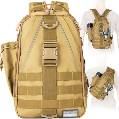 Fishing Backpack Tackle Sling Bag with Rod Holder – Waterproof Hiking Daypack Fly Fishing Bag for Men Women, Tackle Box Storage, Gift for Fisherman Dad