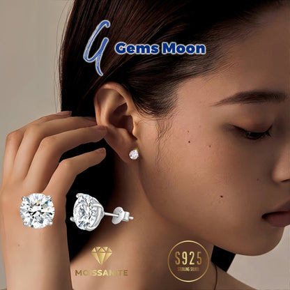 Moissanite Stud Earrings D Color VVS1 S925 Sterling Silver – Hand-Set, GRA Certified, 1CT-6CT, Velvet Pouch & Polishing Cloth Included, Jewelry Gift for Valentine’s Day, Birthday, Mother’s Day, Wedding