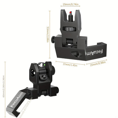 45 Degree Offset Flip Up Iron Sights for AR15 – Fiber Optic Red Green Dots, Tool-Free Adjustable, 20mm Rail Mount, Rapid Transition Backup Canted Sights for Rifle Shooting Outdoors