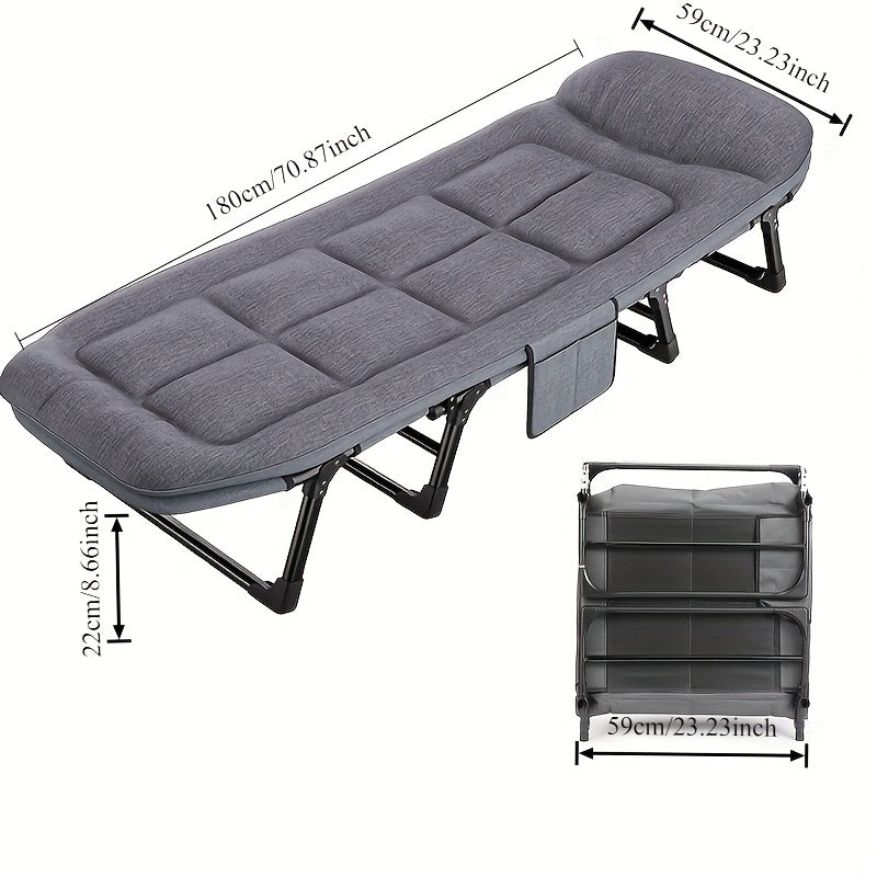Heavy Duty Folding Camping Bed with Flip-Up Mattress Included 450-600 lbs 70-75 Inch Portable Guest Bed for Adults Teenagers Travel Garden Balcony Outdoor