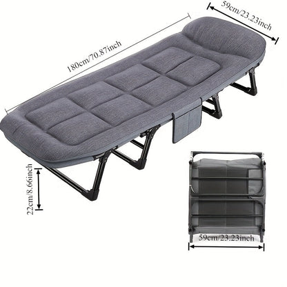 Heavy Duty Folding Camping Bed with Flip-Up Mattress Included 450-600 lbs 70-75 Inch Portable Guest Bed for Adults Teenagers Travel Garden Balcony Outdoor
