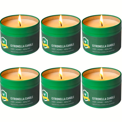 Citronella Candles Outdoor 6-Pack 4.4oz Each 150-Hour Burn Natural Mosquito Repellent for Patio Camping BBQ Garden Yard Party Deck Lanai Home Decor Gift