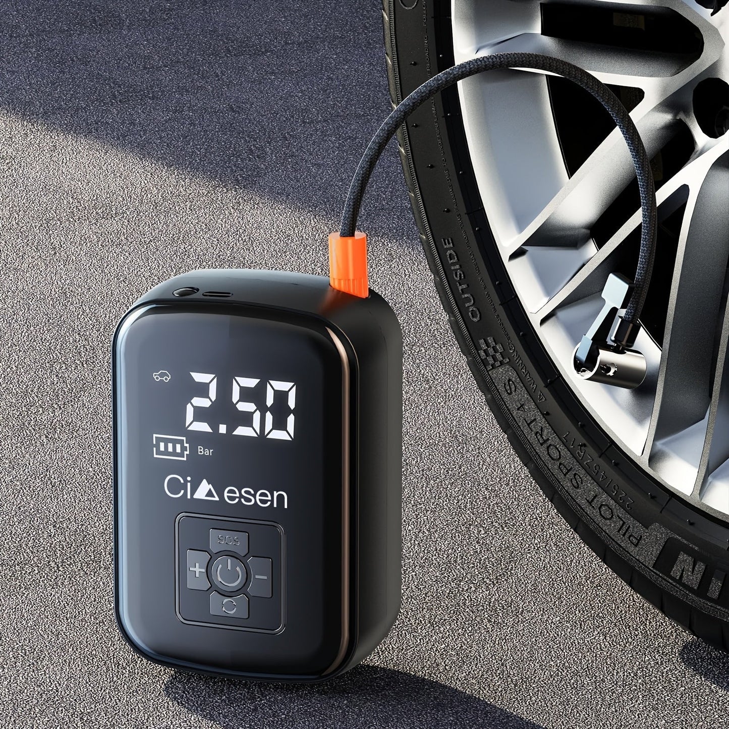 Portable Cordless Tire Inflator 150PSI Digital Display USB-C Rechargeable 4000mAh for Car Motorcycle Bike Ball
