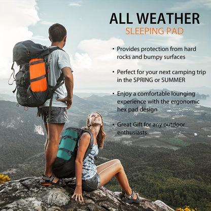 Self-Inflating Sleeping Pad Ultralight Nylon TPU Camping Mat, Built-In Pump Single & Double Person Options, Compact Portable Sleeping Mat for Camping Hiking Backpacking Travel Picnic, Orange & Blue