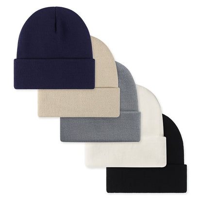 5-Pack Unisex Knit Beanie Hats for Men & Women - Warm Windproof Soft Acrylic Skull Caps for Winter Skiing Outdoors & Everyday, Lightweight Stretchy Cuffed Beanies Multipack, Great Gift