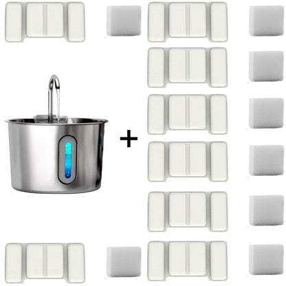 Cat Water Fountain 74oz Stainless Steel - Ultra Quiet USB Pump, Faucet Flow, 3-Stage Filter & Visual Water Level Window, Automatic Pet Water Fountain for Cats & Small Dogs Indoor