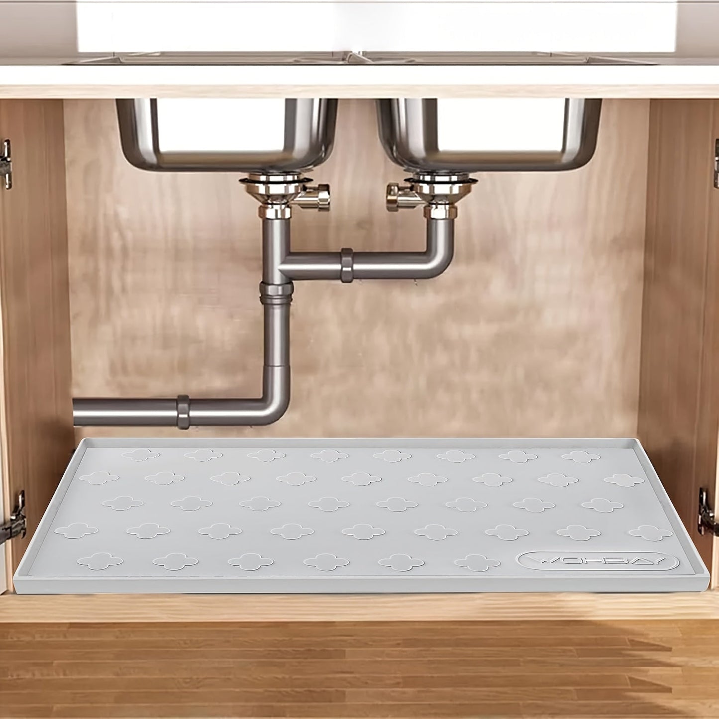 Waterproof Under Sink Mat 34" x 22" – Food-Grade Silicone Kitchen Cabinet Liner & Shelf Protector, Holds 2+ Gallons, Honeycomb Pattern, Easy to Clean, for Kitchen, Bathroom & Multi-Purpose Use