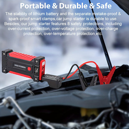 Portable Car Jump Starter Power Pack 1600A–3000A 12V Battery Booster – Compact Emergency Start for Gas & Diesel Engines with USB Charge Ports & LED Flashlight